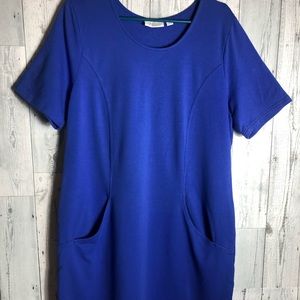 Women’s d&CO Active Blue dress size Xl with pockets stretch knit